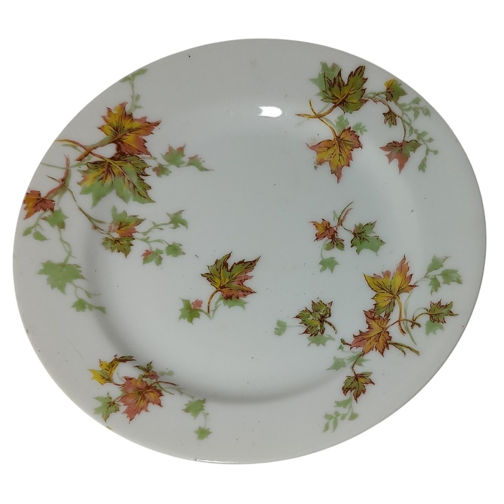 Haviland Limoges Plate Bread and Butter Autumn‎ Maple Leaf Smooth Rim Antique